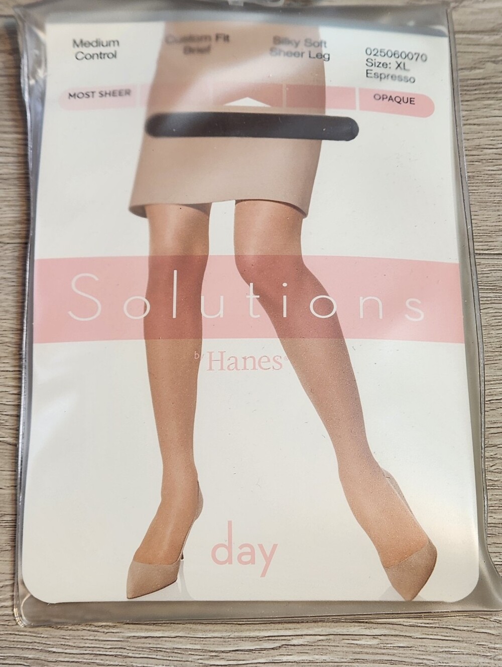 Hanes Solutions Espresso  pantyhose medium control Size XL